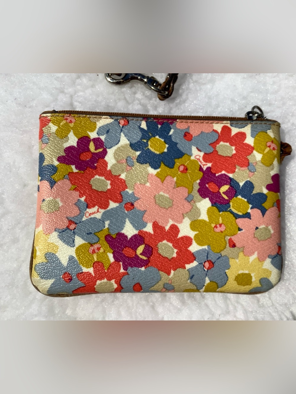 Coach Floral Zip Wristlet in Pink, Red, Blue & Yellow